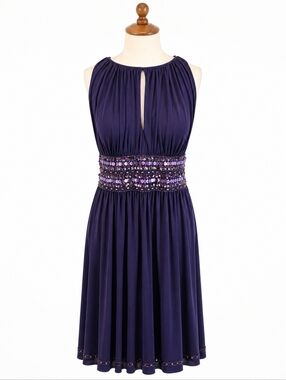 JS Boutique Sleeveless Purple Sequin Waist Cocktail Dress, Size 12